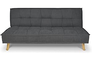 SAMIRA Divano Letto Clic Clac In Tessuto Vellutato Grigio Scuro, Divano 3 Posti Mod. Bart