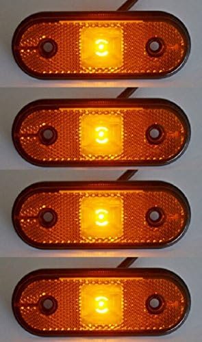 4 pieces 12-24V Reflective lens LED side outline front orange amber marker lights E-marked truck tipper caravan motorhome bus van