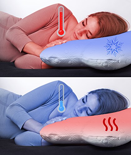 Seitenschläferkissen ACAMAR | orthopädisches & ergonomisches Nackenstützkissen | Viscoelastischer Schaum | Thermo Gesundheitskissen | Perfektes Visco Kopfkissen / 55 x 47 x 12 cm - 6