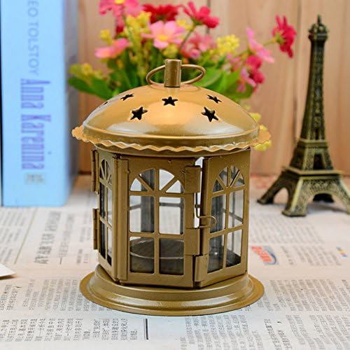 Dreamaccess European Style Candle Storage House Model Home Decoration Lamp Vessel Superb Workmanship Handmade Handheld Golden