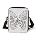 Produktbild Henna,Black and White Butterfly Design with Various Elements from Eastern Civilizations Decorative,Black White Print Kids Crossbody Messenger Bag Purse