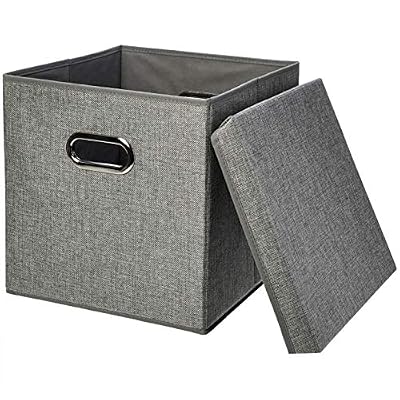 AmazonBasics Cubes de rangement pliables en toile de jute - Lot de 2