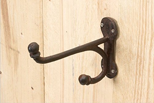 Wandhaken, Garderobenhaken, 2 er Set 2er Haken , Gusseisen braun, ca. 10 cm hoch - 2