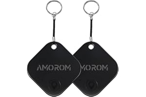 AMOROM Smart Air Tag Bluetooth Traceur Lot de 2, Compatible iOS et Android, Recherche de Phone, Sonnerie Puissante, Batterie Remplaçable, pour Clés/Bagages/Valises/Portefeuille/Sac à Dos