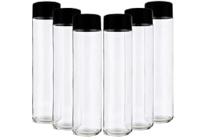BrandPrint - Set di 6 Bottiglie in Vetro "Cilindro" da 750 ml con Tappo a Vite Nero | Bottiglie Trasparenti per Acqua, Succhi e Bevande | Eleganti, Riutilizzabili e Resistenti