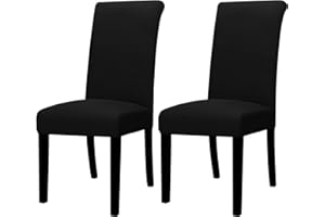 Lellen Dining Chair Covers Set of 2, Stretch Chair Covers Dining Chair Slipcovers Removable Washable Reusable Home & Kitchen Decor Protector Dining Room Chair Covers,Black