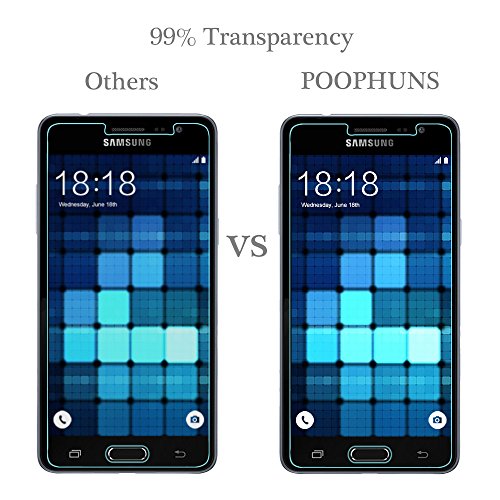Samsung Galaxy J3 (2016) Panzerglas, 2 Stück POOPHUNS Samsung Galaxy J3 (2016) Schutzfolie, 9H Härtegrad, 99% Ultra Transparenz Full HD, Blasenfrei, Einfache Installation und Hohe Qualität - 3