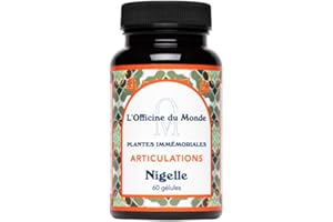 M L’OFFICINE DU MONDE Articulations - Renforce la mobilité articulaire - Formulé par un Pharmacien - Gélules de Nigelle titrée à 20% de Thymoquinone, Harpagophytum, Manganèse et Cuivre - Cure de 2 mois - Vegan