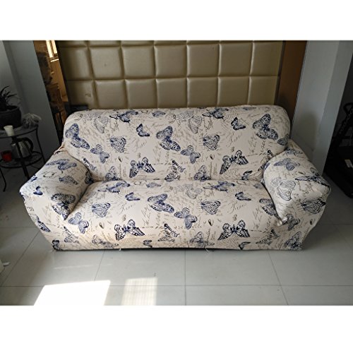 MagiDeal 1-Sitz / 3-Sitzer Modern Stretch Sofabezüge Sofahusse Couch Sofa Husse Wohnzimmer Haus Dekoration , Farben und Größe Auswählbar – Schmetterling , 190-230cm - 3
