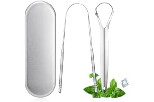 PAGAMADU 2 nettoyants langue en acier inox+1 étui pour arrêt de stockage.Élimine la mauvaise haleine.Propriétés antibactériennes.Recommandé par les dentistes