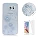 Produktbild Samsung Galaxy S6 Edge Hülle (Mit Frei HD Displayschutz) Transparent Weiche Silikon Schutzhülle,Weicher Flexibel Klar Gel Silikon TPU Hülle Superdünn Stoßfest Tasche Telefon-Kasten Schutz Tasche Schutzhülle Durchsichtig Handyhülle Silikon Case Schale für Samsung Galaxy S6 Edge with Embossed Pattern Design-Weiß Löwenzahn