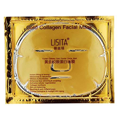 Yiyilam 1Pc Gold Plant Collagen Vitamin Facial Mask Moisturizing Anti-Aging Rejuvenation