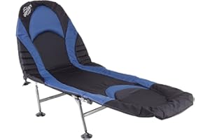 CHARLES BENTLEY ODYSSEY Premium, Folding, Camp Bed, Sturdy, Portable, Lounger Chair, Camping Tent, Padding, Adjustable, Folding Feet, Padded Headrest, For Fishing, Camping, Beach, Navy (68x25x198cm)
