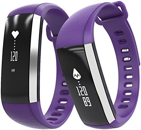 Fitness Tracker Waterproof Smart Bracelet Heart Rate Fitness Activity Tracker Pedometer Wristband with Sleep Tracker/ Call Message Reminder, Bluetooth 4.0 Touch Screen Health Smart Watch for Swimming Biking Running for Android IOS Smartphone (Purple)