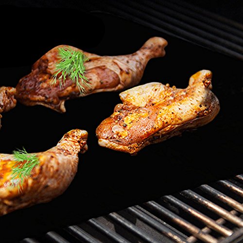 BBQ Grillmatte Backpapier (3er Set) Teflon Antihaft zum Grillen und Backen,Barbecue Grill Matte Backmatte Wiederverwendbar für Holzkohlegrill, elektronischen Grill, Backofen, Dampf-Backofen,Mikrowelle - 5