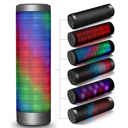 Mobiler Bluetooth Lautsprecher, ELEGIANT Tragbarer Bluetooth 4.0 Wireless LED Lautsprecher 2 x 8W Stereo Boombox Boxen Speaker mit 6 LED Licht Modi+ 2x2000 mA/ 10 Stunden+ Reinem Bass + eingebautem Mikrofon Freisprecheinrichtung fÃ¼r Indoor Outdoor Sport iPhone 8 7 6 6S Plus iPad Samsung Galaxy S8 S6 S6 Edge LG G3 Nexus 5/4 Huawei und andere Bluetooth Smartphone Tablets Laptop PC Computer Projektor MP3