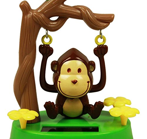 HAAC Solar Wackelaffe Affe Wackelfigur mit Blume Größe 10 cm Farbe braun - 4