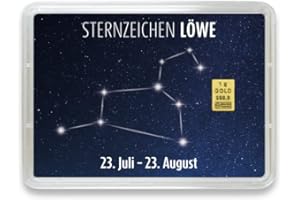 Goldstücke24 - Goldbarren mit Sternzeichen in Motivbox - Tolle Geschenkidee - Echtheitsgarantie (Löwe: 23. Juli - 23. August, 1g Gold)