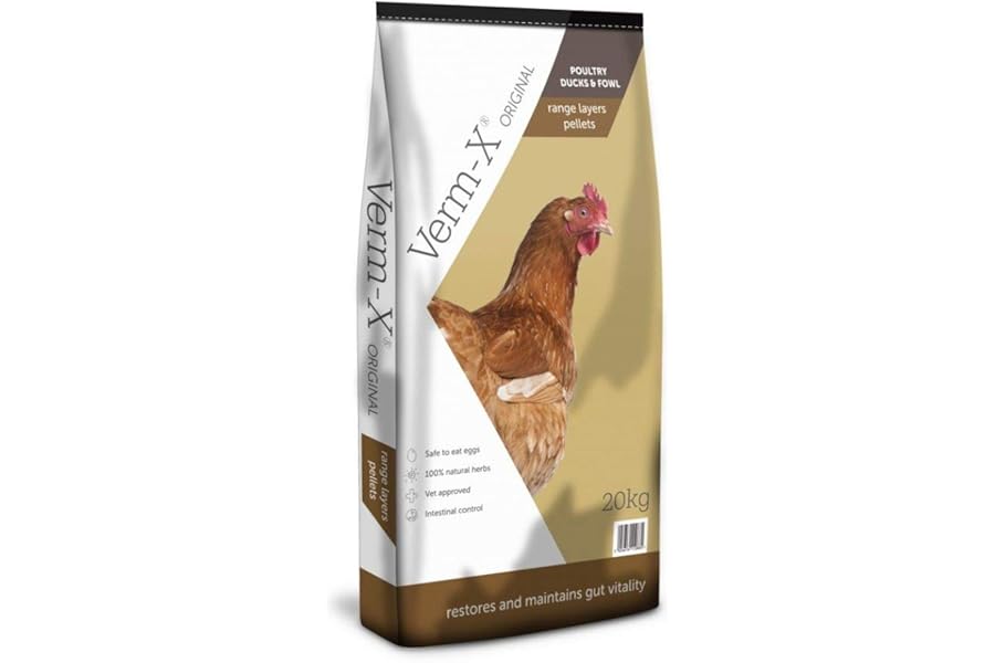 Copdock Mill Range Layers Pellets with Verm-X Chicken Feed 20kg - Premium Quality Complete Feed for Poultry - 100% Natural Mix to Aid Digestion and Protect Against Intestinal Problems