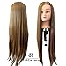 RC Head Model Hairdressing Equipment Styling Head Doll with 70cm/27.5" Fiber Hair (Brown) for Braiding, Cutting, Student Practice + Clamp