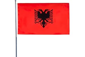 HOLLYLIFE 5ft x 3ft Albania Flag 90 * 150cm Albania National with Two Brass Grommets Large Flag of for Festival Party Sport Events Gardens Home Indoor and Outdoor Decoration