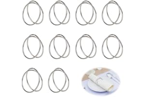 FOGBUSH 10 Piezas servilleteros Plateados Dobles Redondos de Metal para servilletas, Aptos para servilletas de Tela, Ideales,por Navidad Almuerzo Acción de Gracias Año Nuevo San Valentin Boda Fiesta Mesa