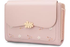 REETEE Portefeuille Femme en Cuir PU Porte Monnaie Femme Petit Format Porte Feuilles pour Femme avec 10 Porte Carte, Porte-Feuille Femmes Zippé Pochette à Monnaie (Rose)