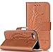 Produktbild Neu Design für Apple iPhone 7 Hülle,Feder Feather Serie 3-in1 Bunt Leder hülle,Leder PU Lederhülle Muster Pattern Flip Hülle Case Bookstyle Cover Schale Standfunktion Etui Schutzhülle Tasche Credit Card Slots Wallet Case Leder Tasche Schutzhülle[Braun]