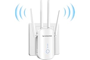 WONLINK Newest WiFi Extender Booster, WiFi Booster 1200Mbps WiFi Extender Support Repeater/AP/Router Modes, WiFi Range Booster for Home with 4 * 360° Rotatable Antennas, Easy Setup, UK Plug
