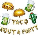 Lo que obtienes: viene con 1 x globo de cactus, 2 x globos de taco, 2 x globos de cerveza, 14 x globos con letras de papel de oro, 19 piezas en total, ideales para decoraciones de fiesta, estos lindos y hermosos globos serán un éxito en tu fiesta fiesta temática
