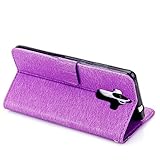 FESELE Glitzer Blume Schutzhülle für [Huawei Mate 9] Schmetterling Katze Prägung Kristall Glitzer Diamant Strass Brieftasche Hülle Leder Tasche Flip Handyhülle mit Magnetverschluss, Huawei Mate 9 Luxus Bling Wallet Case Kartenfach Ledertasche Leder-Mappen-Karten-Slot-Abdeckung mit Standfunktion für Huawei Mate 9 + Blau Eingabestift Stylus Touch Pen-Mädchen Katze,lila - 6