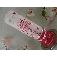 Taufkerze Lebensbaum silber rosa pink Taufkerzen Junge Mädchen 250/70 mm inkl. Beschriftung