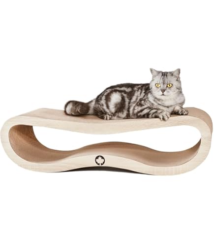 myKotty VIGO XL Krabplank voor alle katten om te spelen, te slapen, krabben – veilig en niet giftig, solide kattenkrabligstoel, duurzaam, ideaal voor grote katten, 81 cm x 32,5 x 23,7 cm