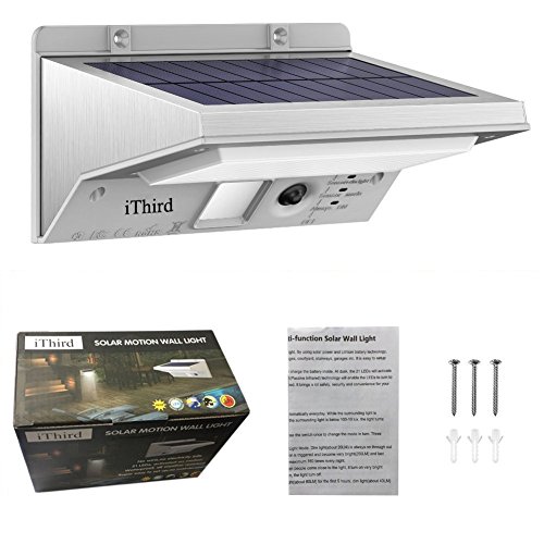 iThird Solarleuchte mit bewegungsmelder für Garten, Veranda, Treppen, Terrasse, Garagen, Eingang, 21 superhelle LEDs, 3 Beleuchtungsmodi, Metallgehäuse(Warmweiß) - 9