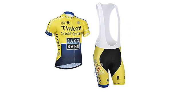 Tinkoff Saxo Bank Maglia manica corta + Ciclismo Salopette Shorts Kit 2014  Abbigliamento Ciclismo / Ciclismo Jersey / Ciclismo (XXXL) : Abbigliamento