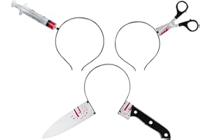 MUNSKT 3-częściowy zestaw opasek na głowę na Halloween, nóż w głowie, opaska do strzyżenia nożyczek, opaska Syring, akcesoria do włosów na Halloween dla kobiet, akcesoria do kostiumu na Halloween