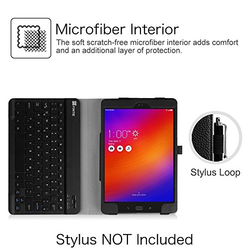 Fintie ASUS ZenPad 3S 10 Z500M Bluetooth Tastatur Hülle Keyboard Case – Ultradünn leicht SmartShell Ständer Schutzhülle mit magnetisch abnehmbar drahtloser Bluetooth Tastatur für Asus ZenPad 3S 10 Z500M 9,7 Zoll (2016 Modell) Tablet-PC, Schwarz - 2