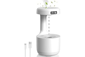 LMYDIDO Ultradźwiękowy nawilżacz powietrza 800 ml, USB, mini nawilżacz, z funkcją zapobiegającą grawitacji, krople wody, efekty świetlne, wyświetlacz LED, automatyczne wyłączanie, cicha oszczędność energii,