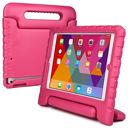 iPad Air hülle fur kinder, COOPER DYNAMO Beanspruchbare, strapazeirfähige, robuste, gepolsterte Hartschalenhülle mit integriertem Griff, Standfunktion & durchsichtigem Displaysschutz (Pink)