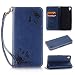 Produktbild Nancen Sony Xperia Z5 (5,2 Zoll) Handyhülle, Luxus Marine blau Prägung Schmetterling und Blume Muster Flip Case PU Leder Tasche Ledertasche Etui Protective Schale Bookstyle Schutzhülle mit Standfunktion