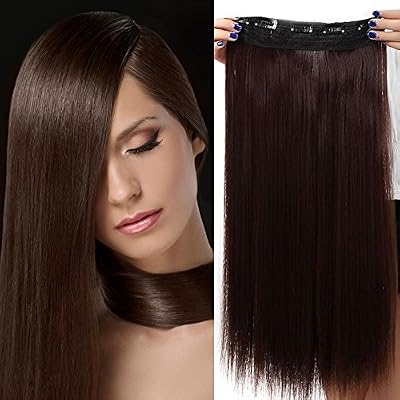 Elailite 26" Extensions Cheveux Clips Monobande - Extension a Clip 66CM(26 pouces) - Marron