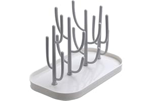 Yoezuo Séchoir pour Bouteilles,Egoutte-biberons Arbre Porte Biberon Egouttoir Biberon Amovible bac égouttoir Supports de Séchage de Bouteilles pour Biberon,Couverts,Tétines Gobelets (Beige)