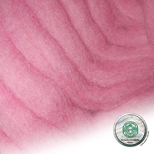 Schafwolle Höfer Filzwolle Bastelwolle gefärbt 23 rosa 100 Gramm