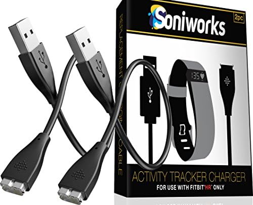Soniworks -2Pack- Replacement USB Charger Charging Cable for Fitbit Charge HR Band Wireless Activity Bracelet