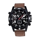 Rcool Luxus Herren Canvas Riemen große Zifferblatt militärische Quarz-Armbanduhr mit Legierung Gehäuse Kaffee