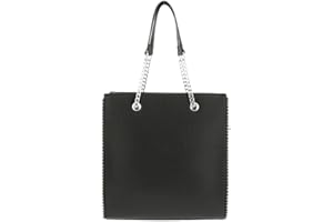 DOUBLE TREE Sac à Main Femmes Chaîne Perle Bille Clou - Cours Grand Format A4 Lycée - Sac Cabas Shopping Fourre-Tout Taille XL - Ville Porté Epaule Similicuir PU - Chic et Tendance - Noir