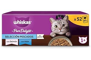 Whiskas Comida Húmeda para Gatos Adultos Selección Pescados en Gelatina en Bolsita 13x4x85g