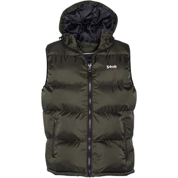 Schott NYC Chicago donsjack met capuchon, zwart, XL voor volwassenen