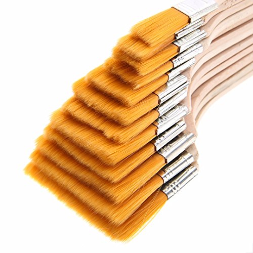 12× Holz Olgemälde Pinsel Set Künstler Acryl Aquarellfarbe Werkzeug - 6