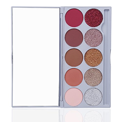 Vegane Lidschattenpalette, VALUE MAKERS® Schminkpalette Mit Schminkspiegel, 5 Glitzer und 5 Matt Lidschatten (Limited Edition) - 6